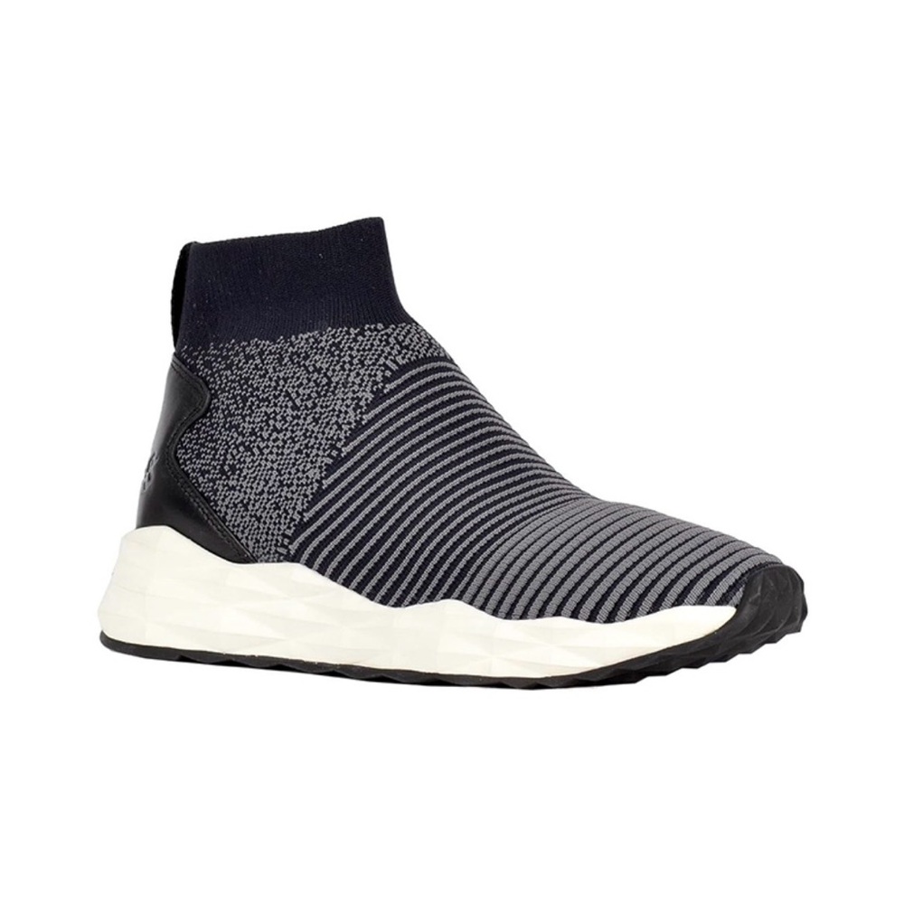 Ash - women’s Spot Trainers navy grey ribbed knit & leather slip on shoes 8 / 38